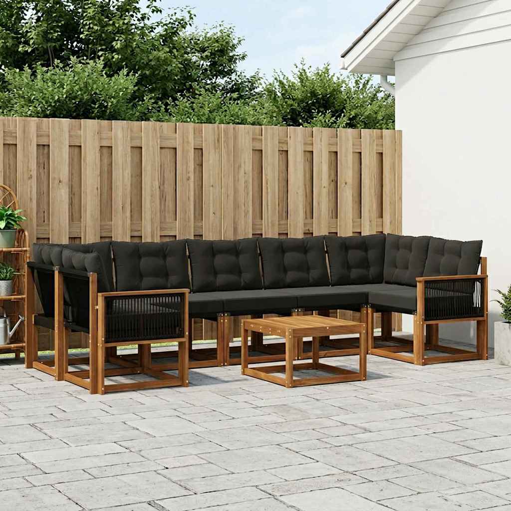 Set vanjskih sofa 8 kom. Prirodna i crna