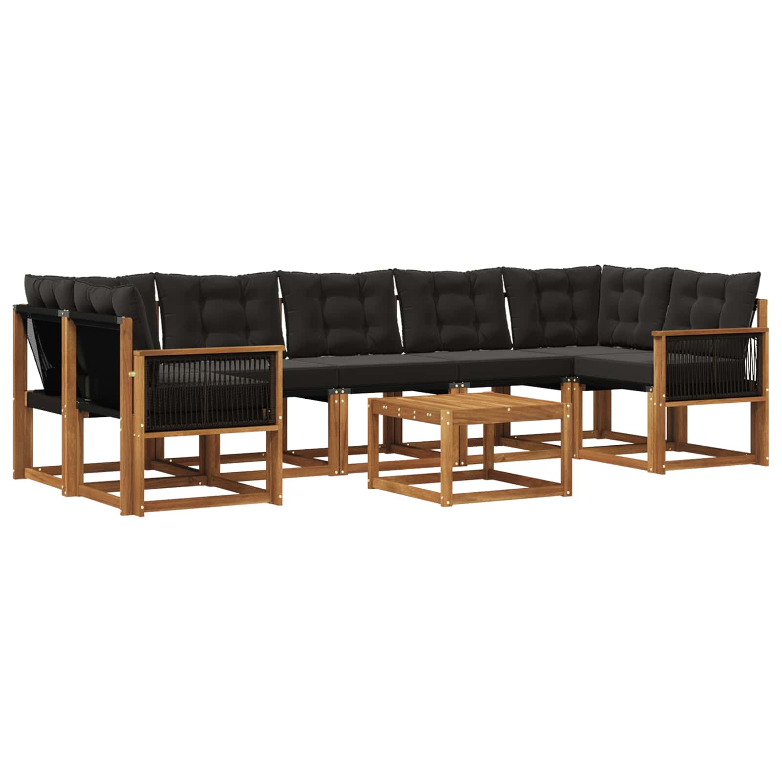 Set vanjskih sofa 8 kom. Prirodna i crna