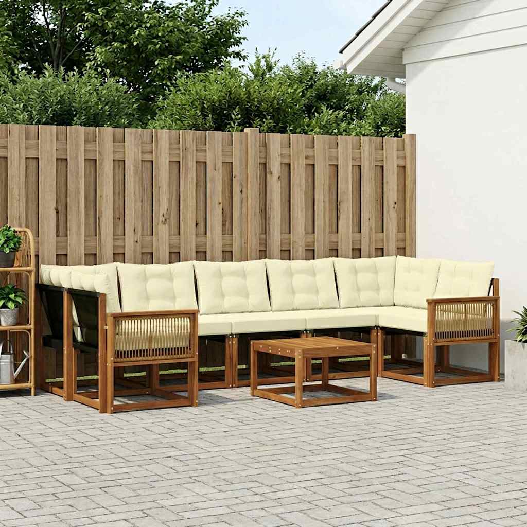 Set vanjskih sofa 8 kom. Prirodna i krem