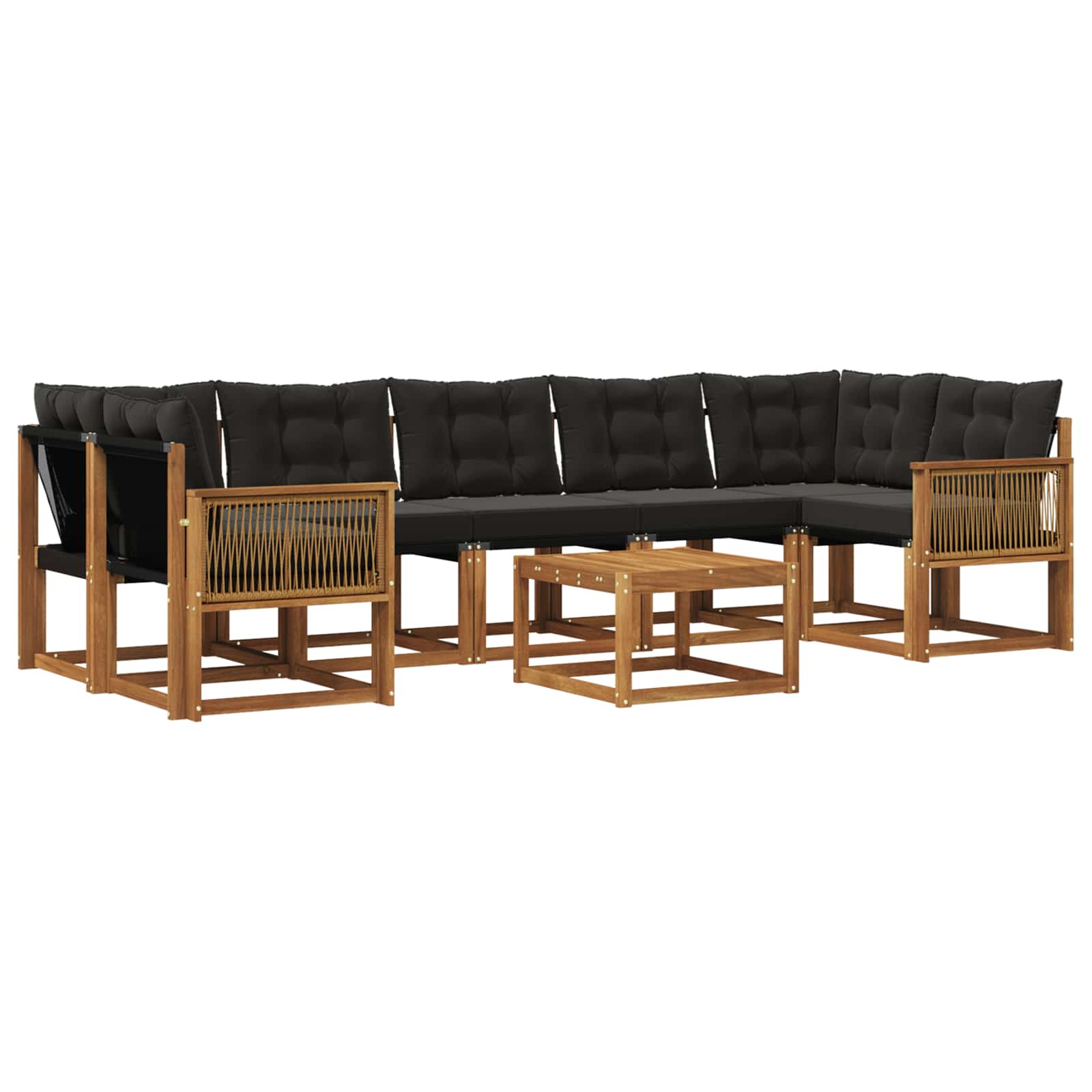 Set vanjskih sofa 8 kom. Prirodna i crna