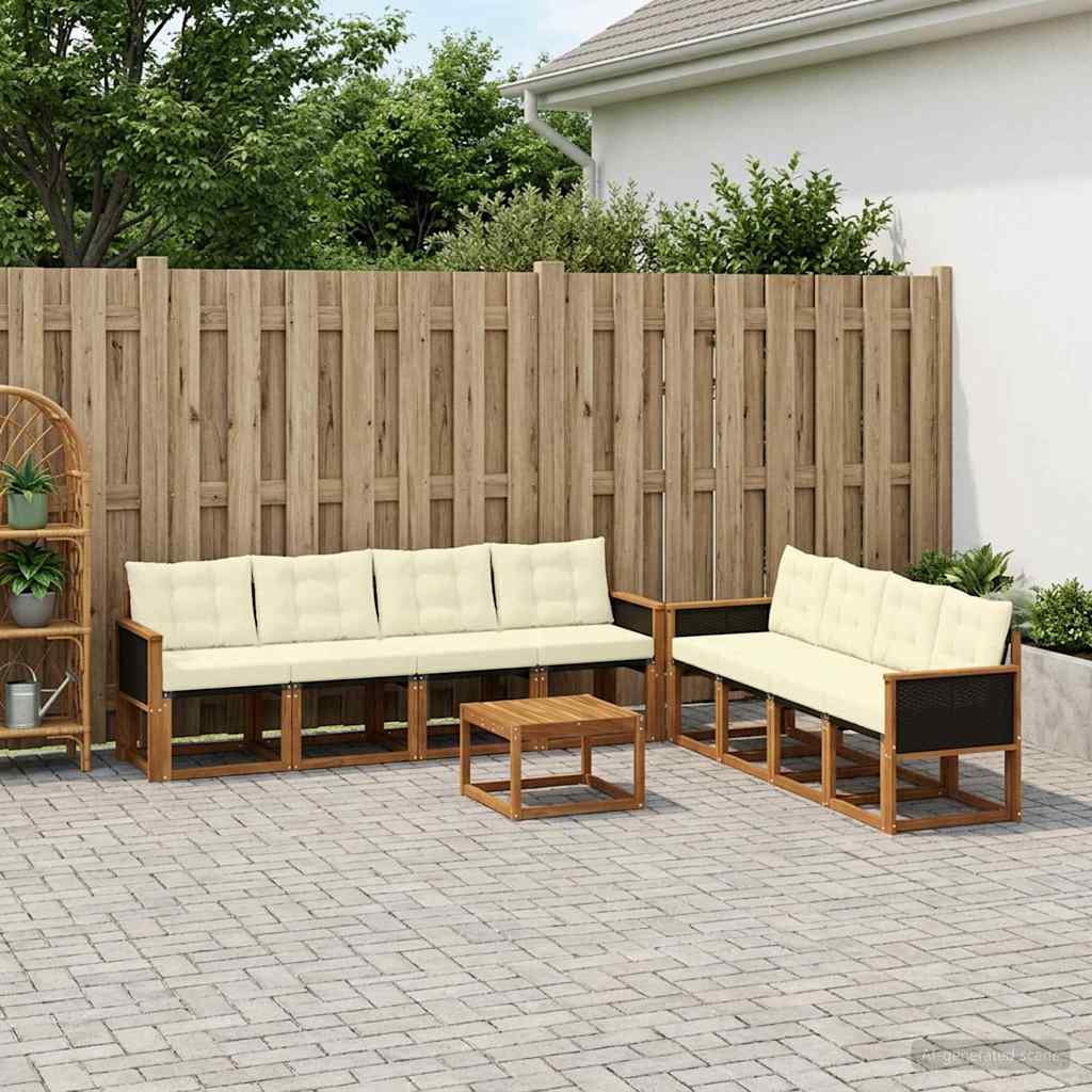 Set vanjskih sofa 9 kom. Prirodna i krem
