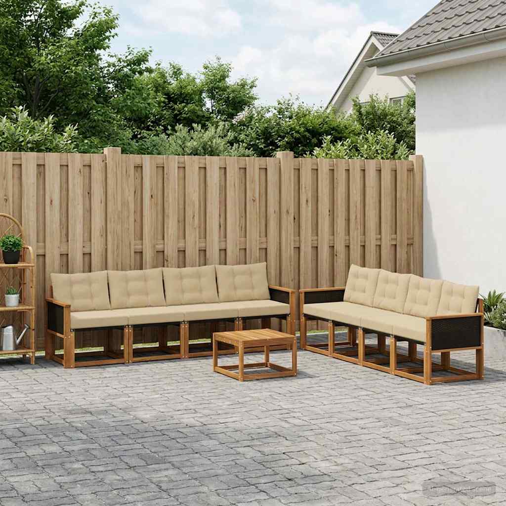 Set vanjskih sofa 9 kom. Prirodna i bež