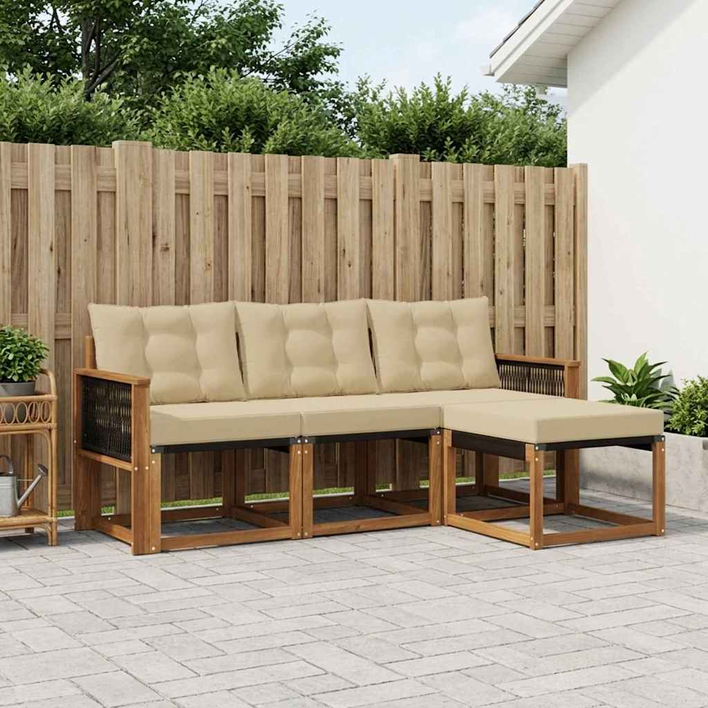 Set vanjskih sofa 4 kom. Prirodna i bež