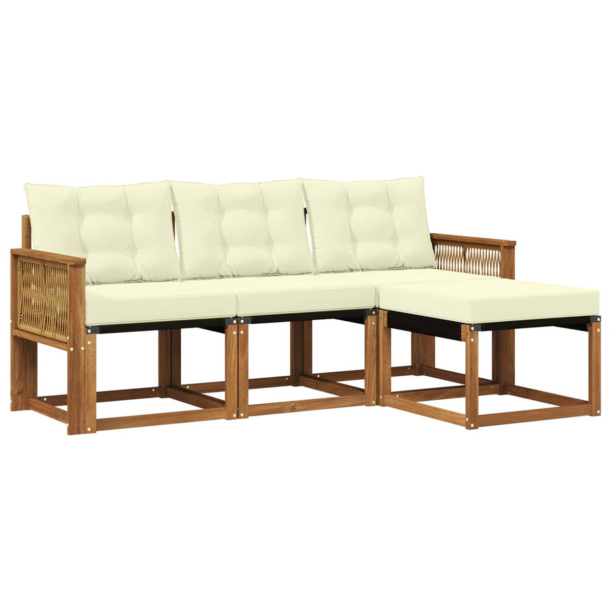 Set vanjskih sofa 4 kom. Prirodna i krem