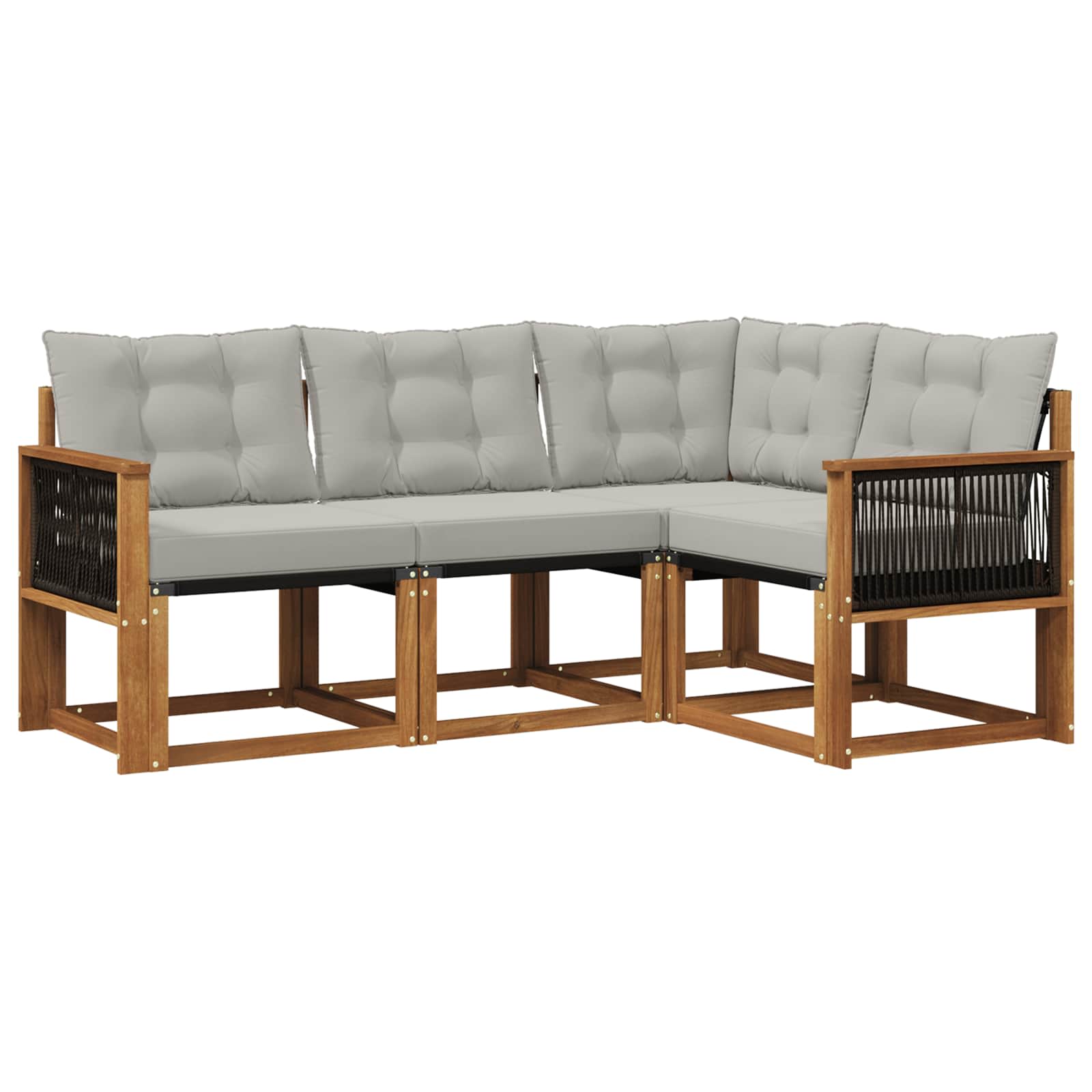 Set vanjskih sofa s jastukom 4 pcs Prirodna i svjetlosiva