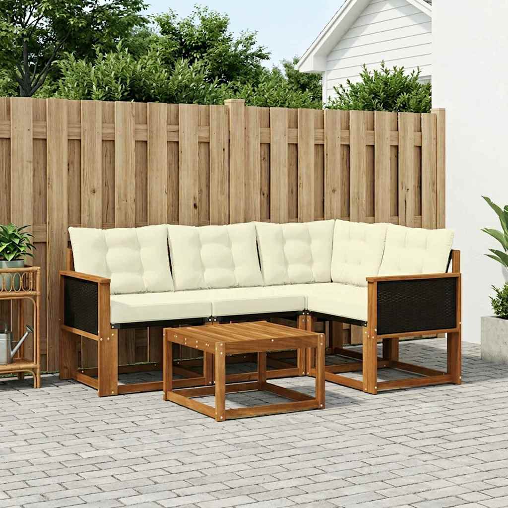 Set vanjskih sofa 5 kom. Prirodna i krem