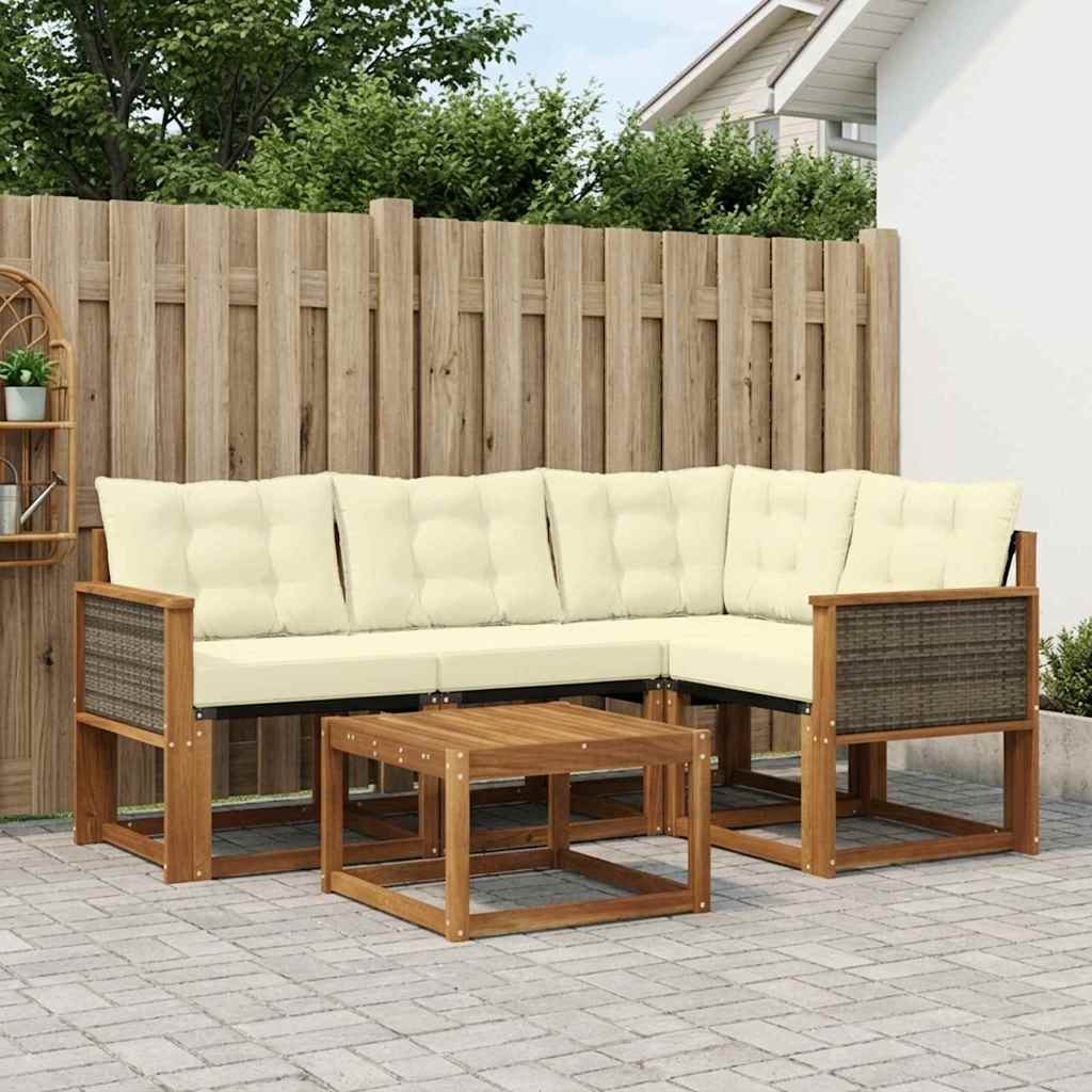 Set vanjskih sofa 5 kom. Prirodna i krem