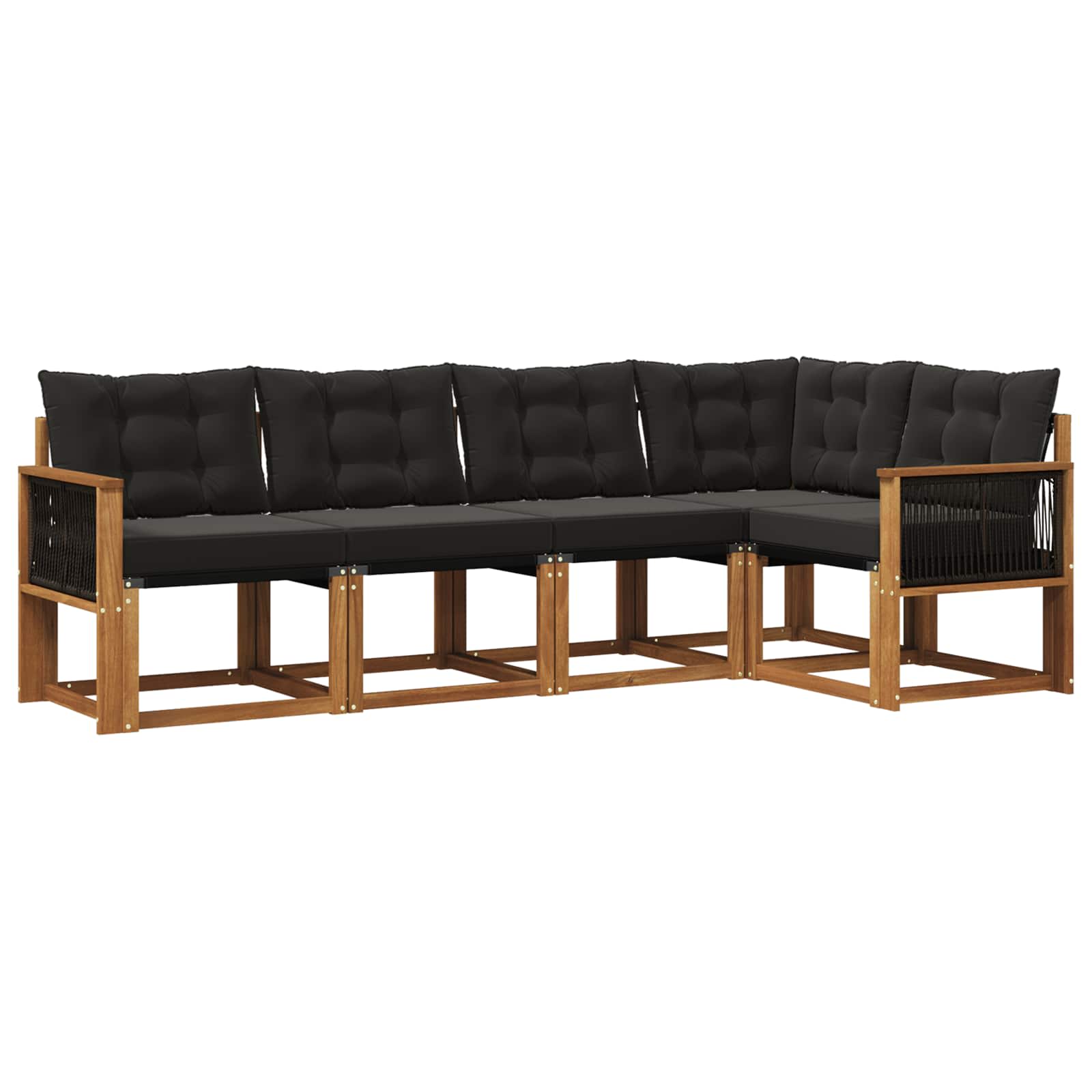 Set vanjskih sofa 5 kom. Prirodna i crna