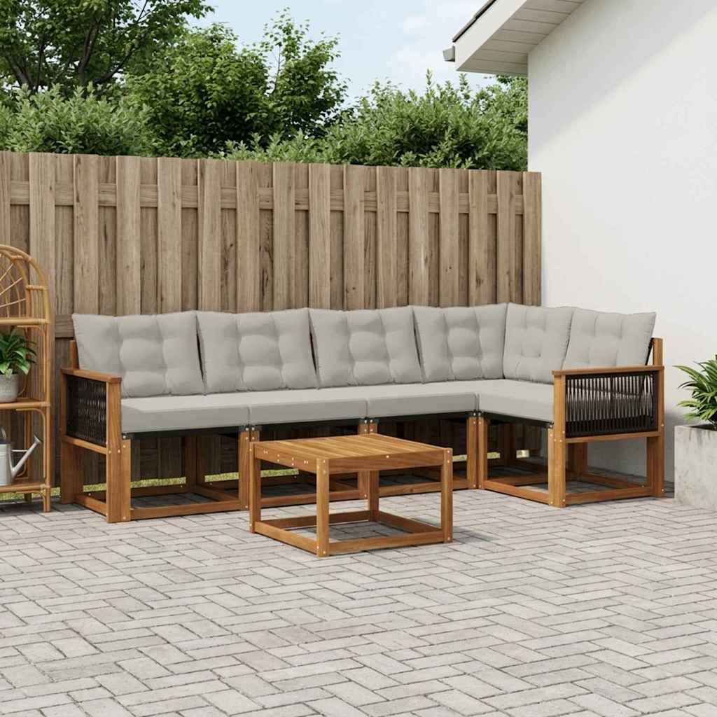 Set vanjskih sofa 6 kom. Prirodna i svjetlosiva