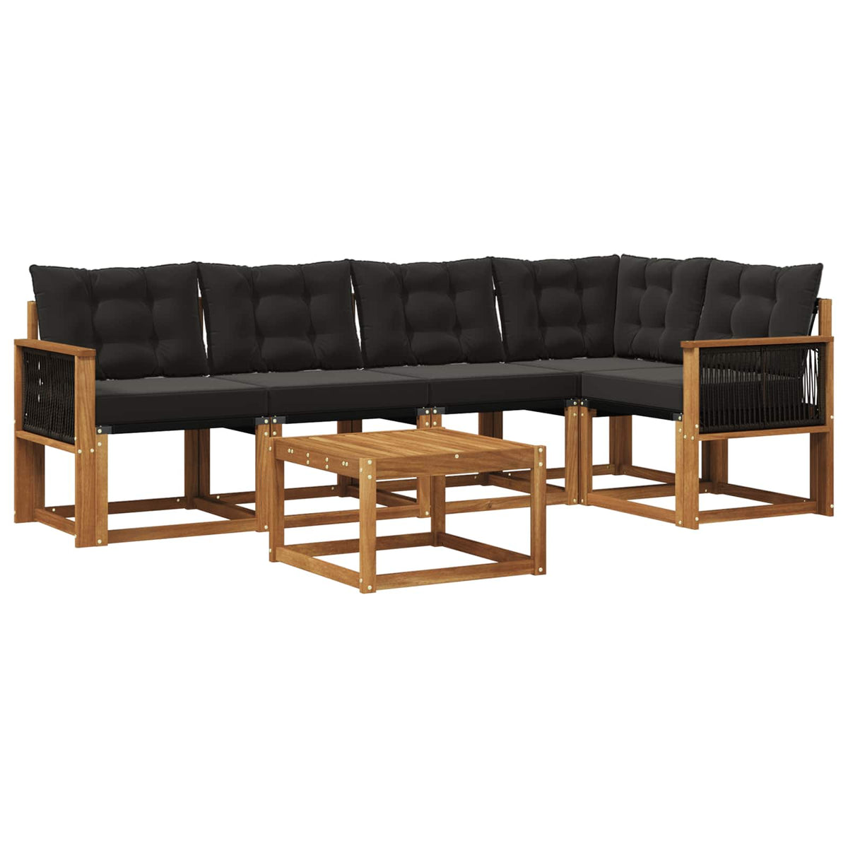 Set vanjskih sofa 6 kom. Prirodna i crna