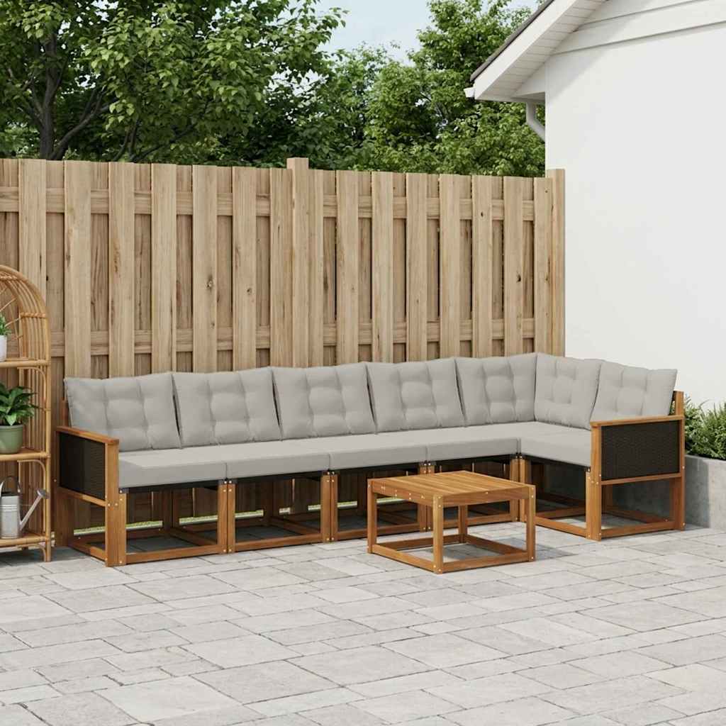 Set vanjskih sofa 7 kom. Prirodna i svjetlosiva