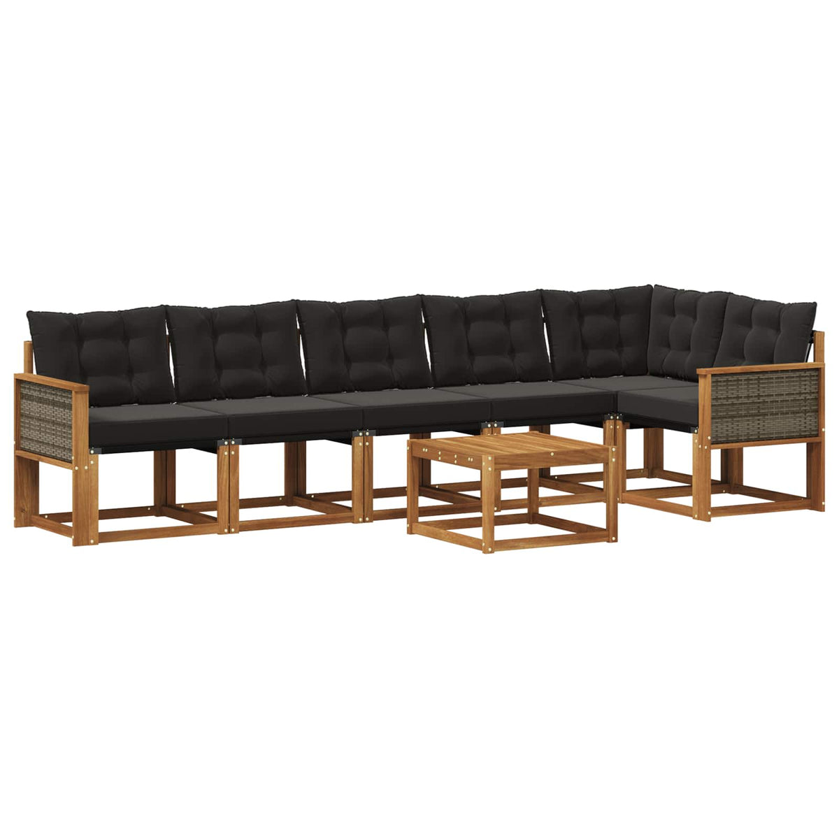Set vanjskih sofa 7 kom. Prirodna i crna