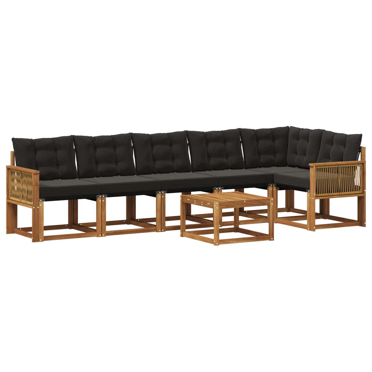 Set vanjskih sofa 7 kom. Prirodna i crna