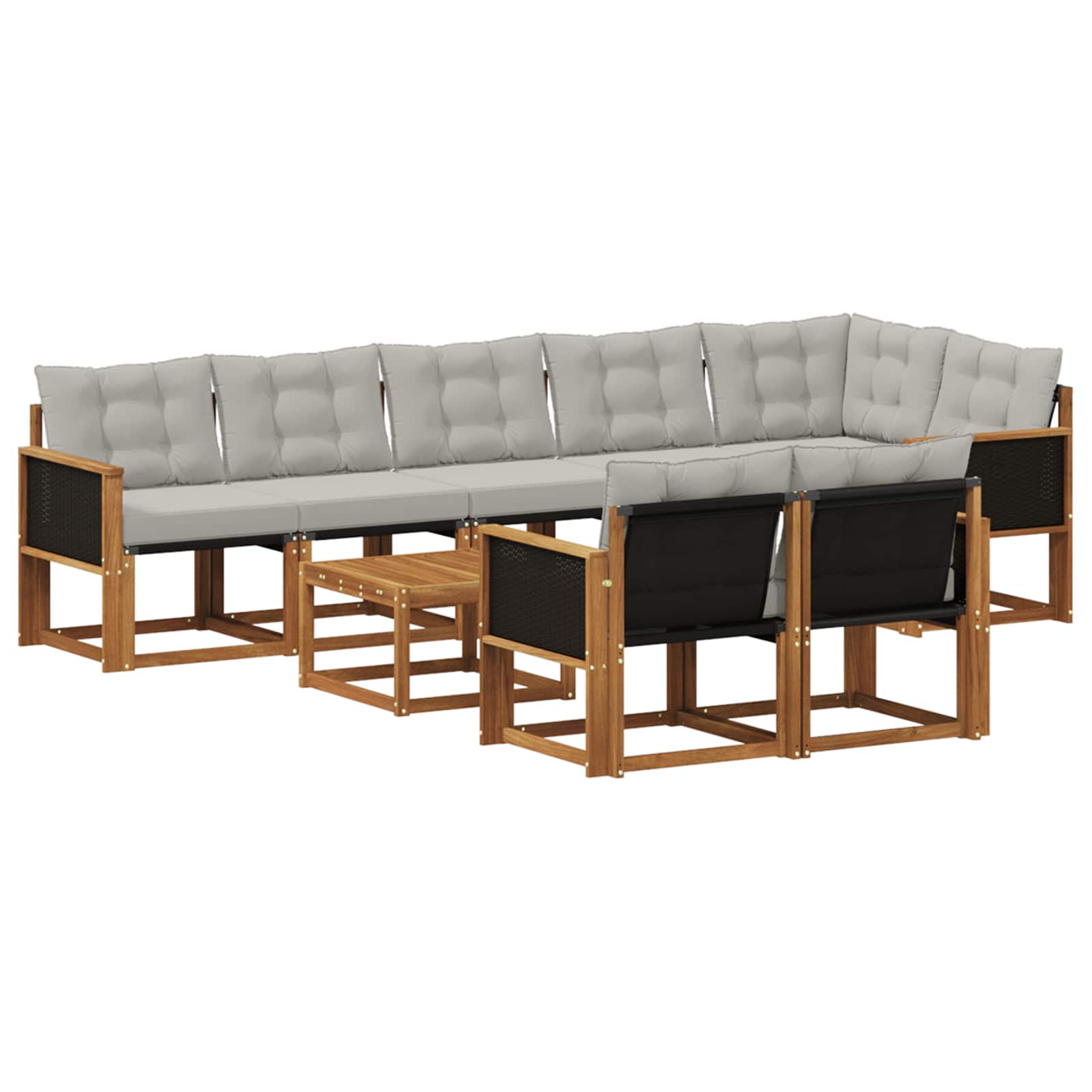 Set vanjskih sofa s jastukom 9 pcs Prirodna i svjetlosiva
