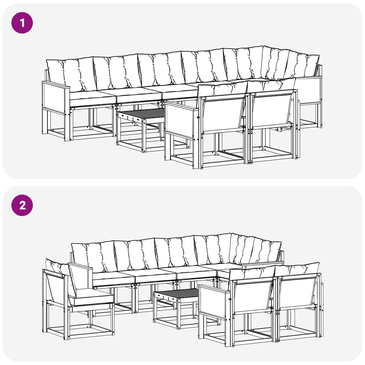 Set vanjskih sofa 9 kom. Prirodna i krem