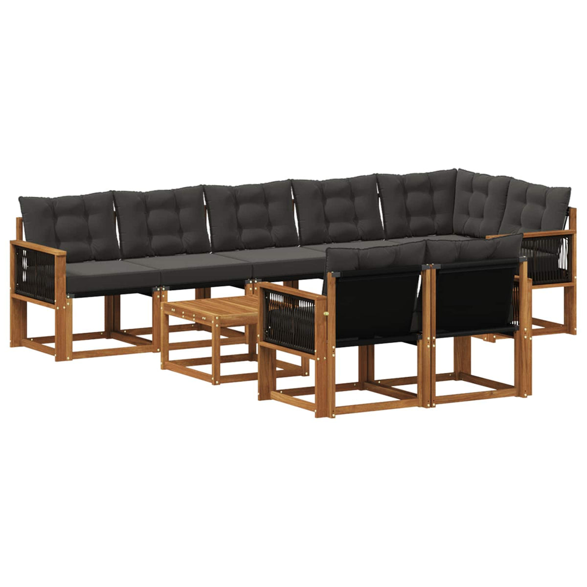 Set vanjskih sofa 9 kom. Prirodna i crna