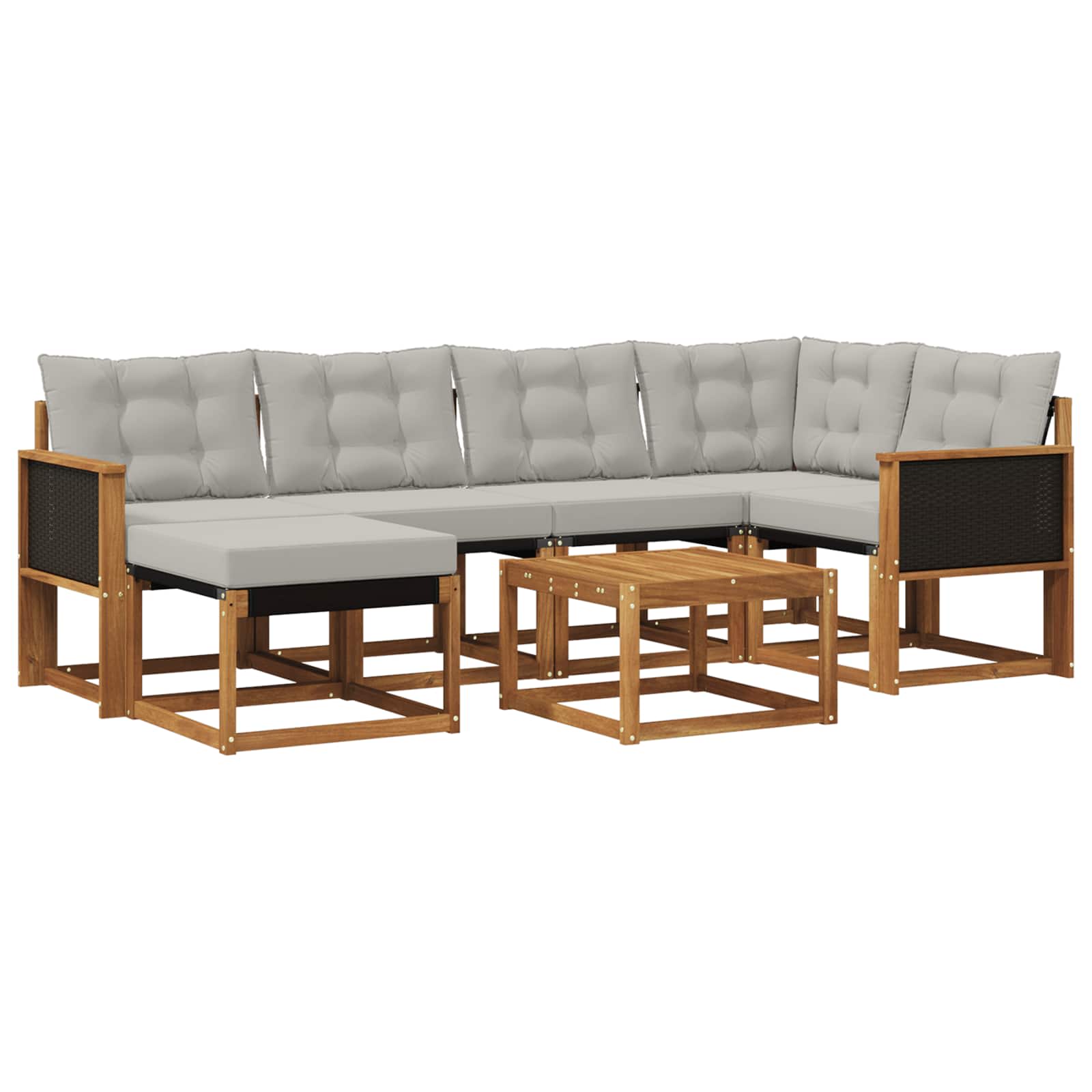 Set vanjskih sofa 7 kom. Prirodna i svjetlosiva