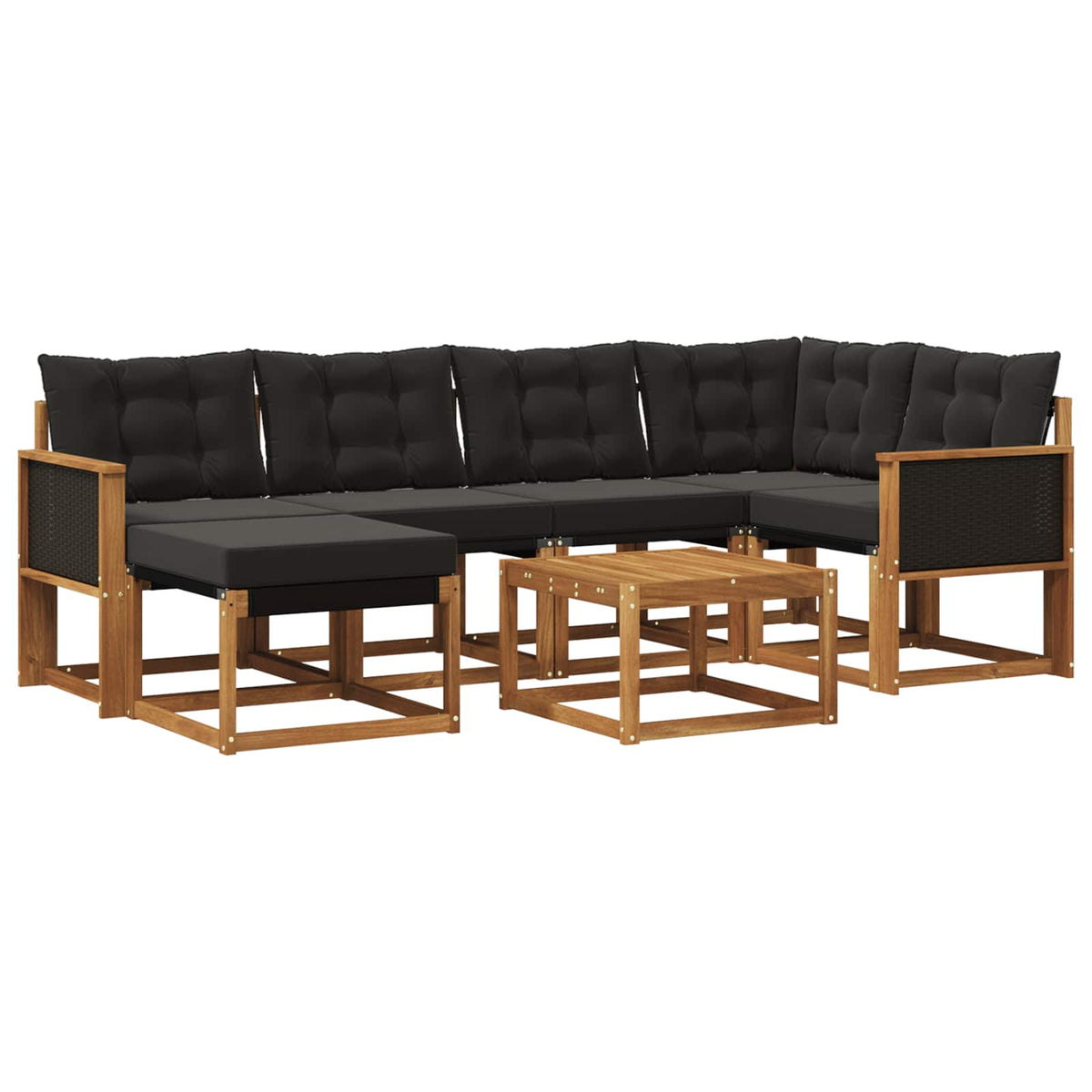 Set vanjskih sofa 7 kom. Prirodna i crna