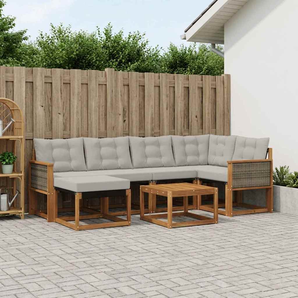Set vanjskih sofa 7 kom. Prirodna i svjetlosiva