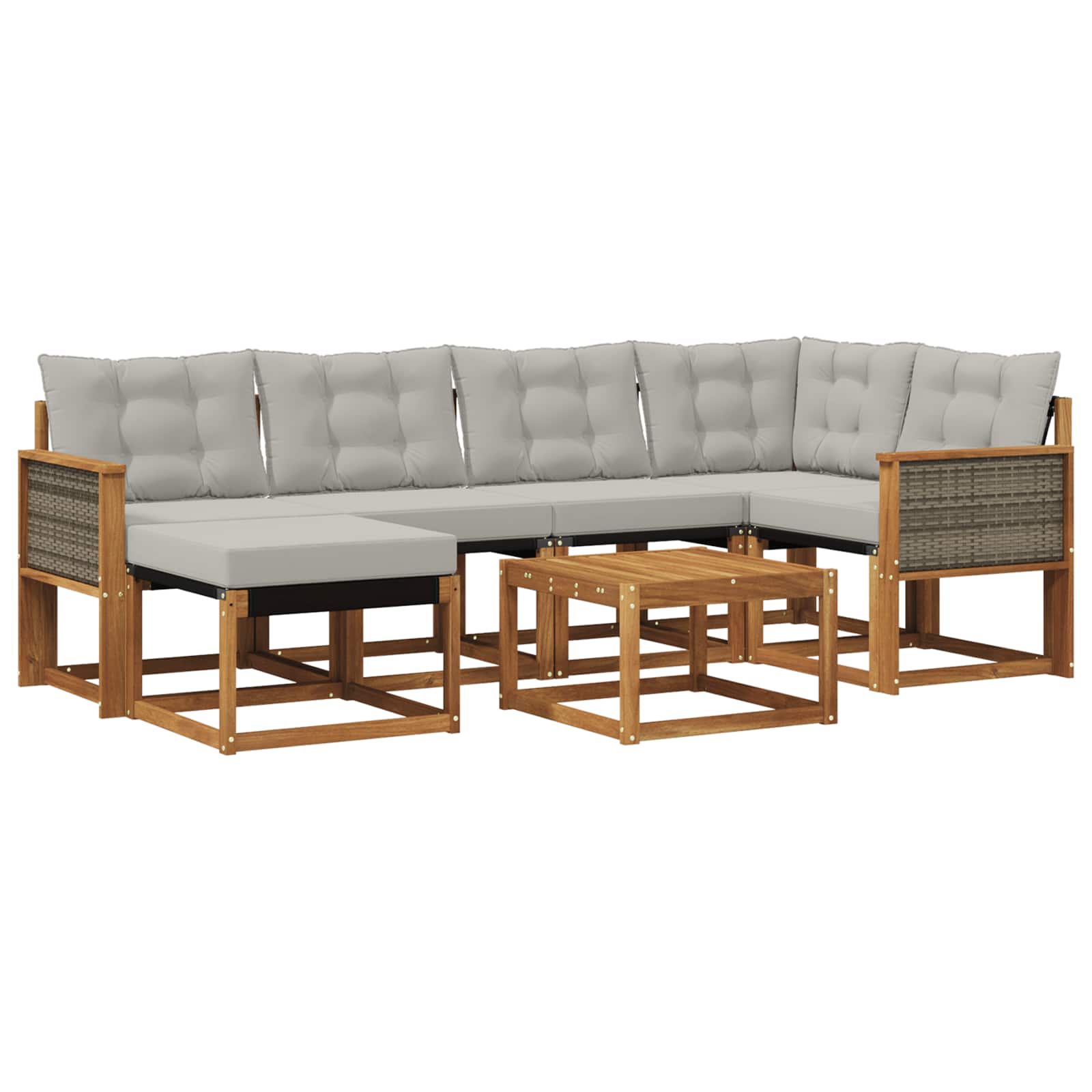 Set vanjskih sofa 7 kom. Prirodna i svjetlosiva