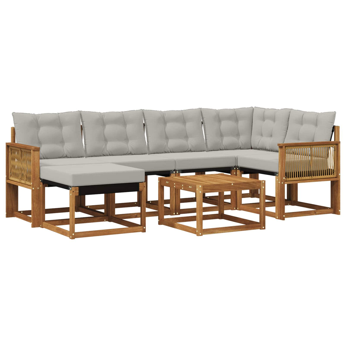 Set vanjskih sofa 7 kom. Prirodna i svjetlosiva