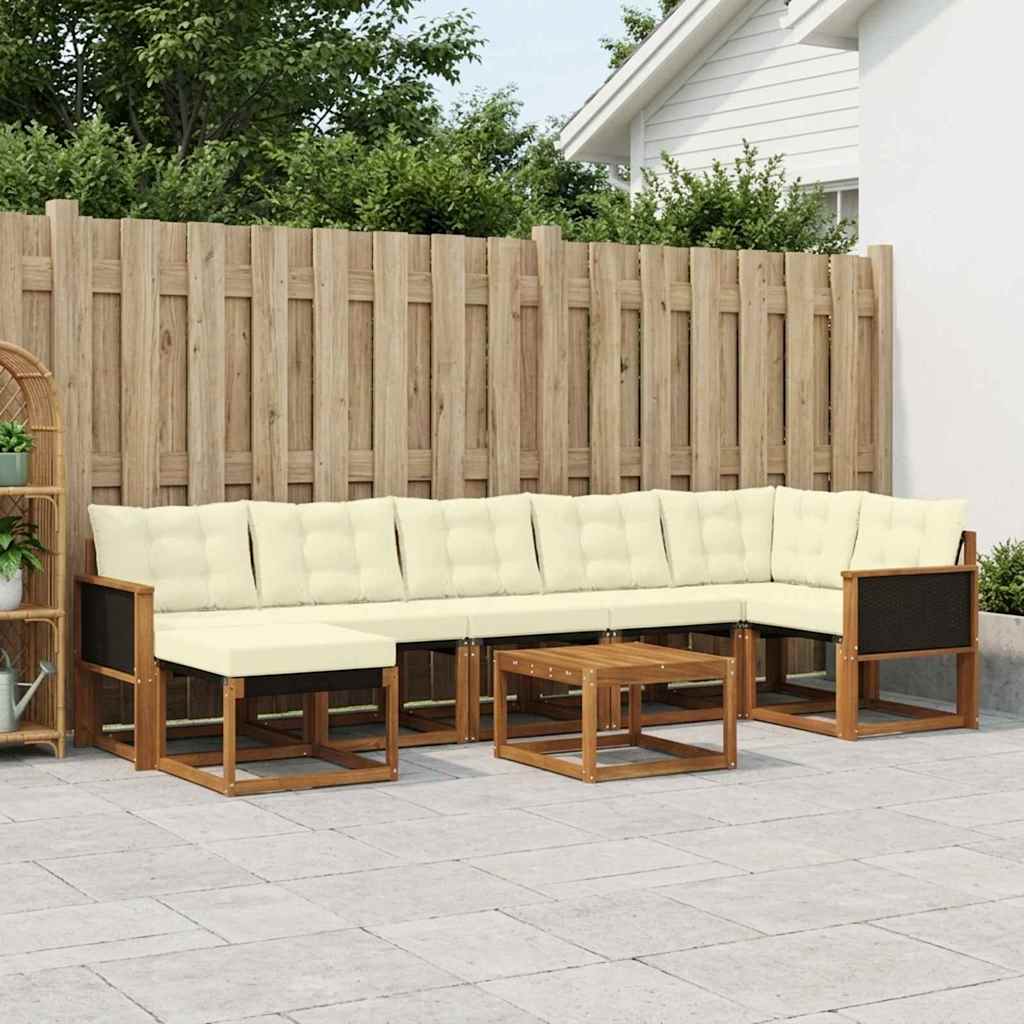 Set vanjskih sofa 8 kom. Prirodna i krem