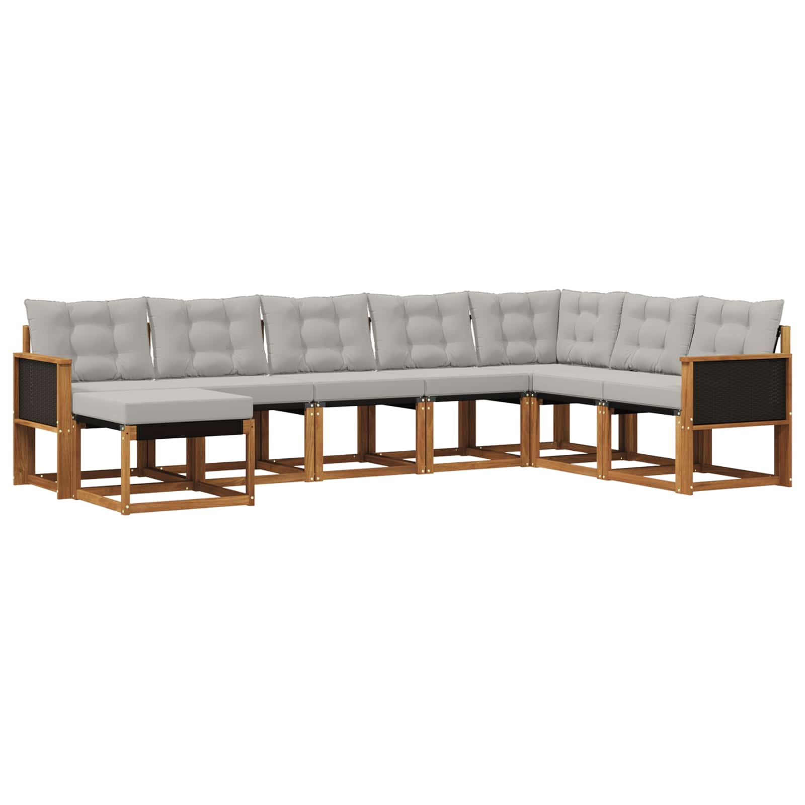 Set vanjskih sofa s jastukom 8 pcs Prirodna i Svjetlosiva