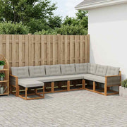 Set vanjskih sofa s jastukom 8 pcs Prirodna i Svjetlosiva