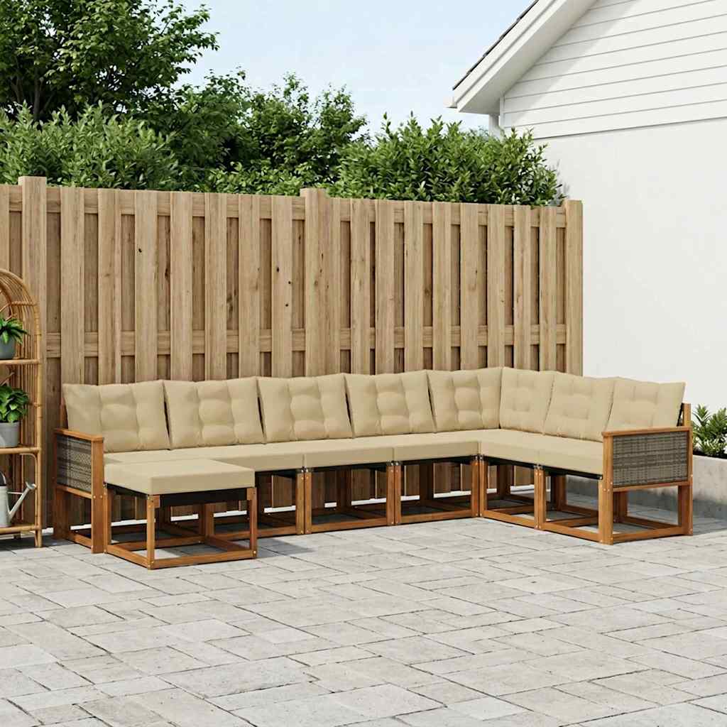 Set vanjskih sofa 8 kom. Prirodna i bež