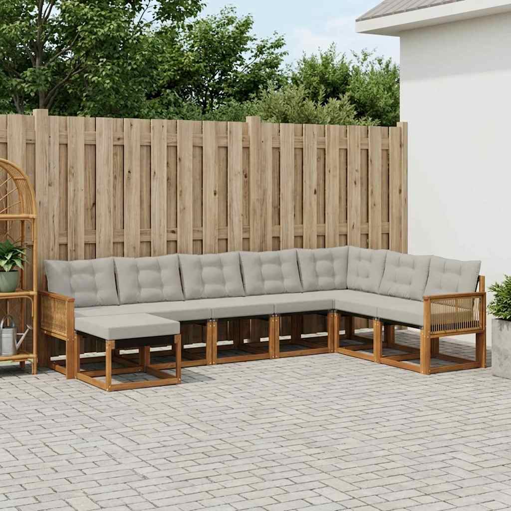 Set vanjskih sofa 8 pcs Prirodna i svjetlosiva