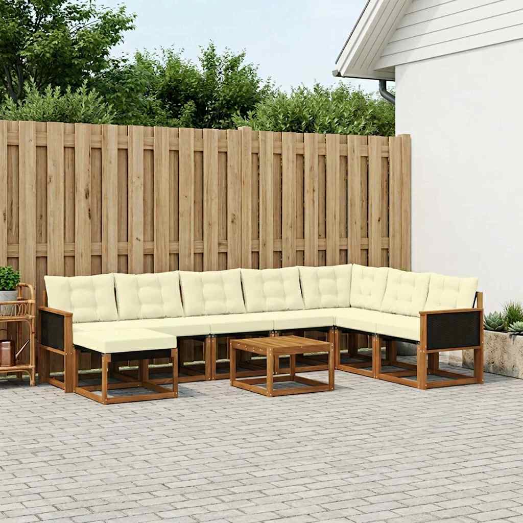 Set vanjskih sofa 9 kom. Prirodna i krem
