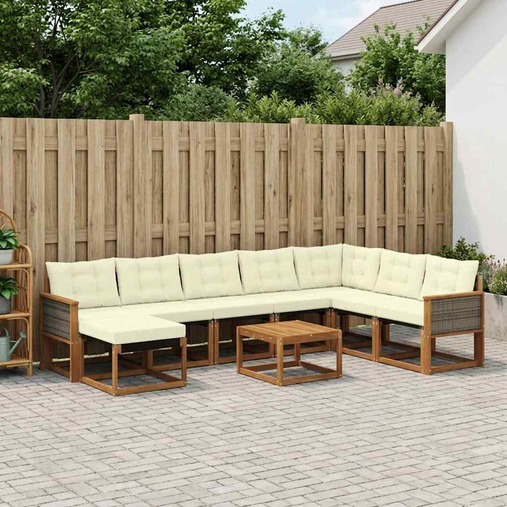 Set vanjskih sofa 9 kom. Prirodna i krem