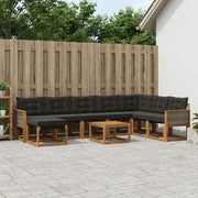 Set vanjskih sofa 9 kom. Prirodna i crna