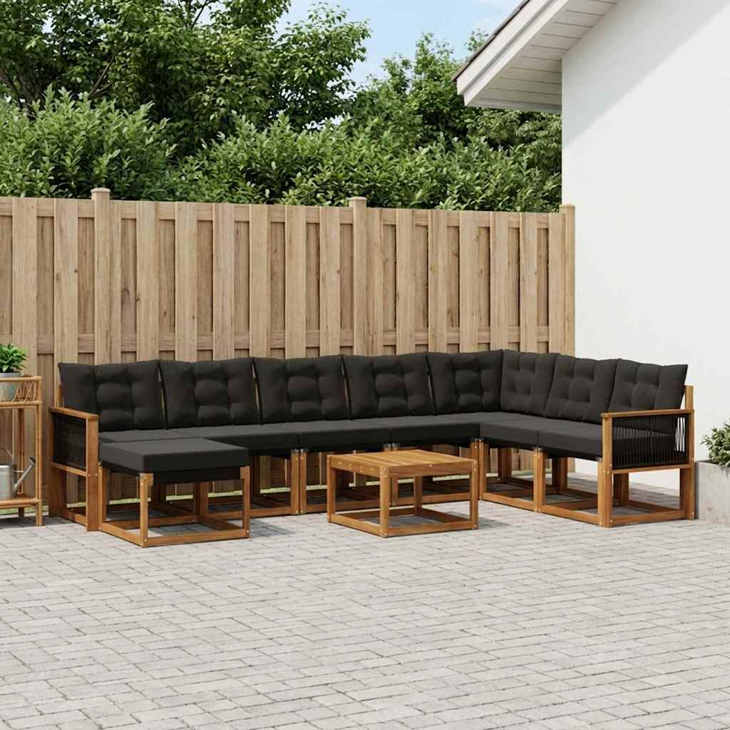 Set vanjskih sofa 9 kom. Prirodna i crna