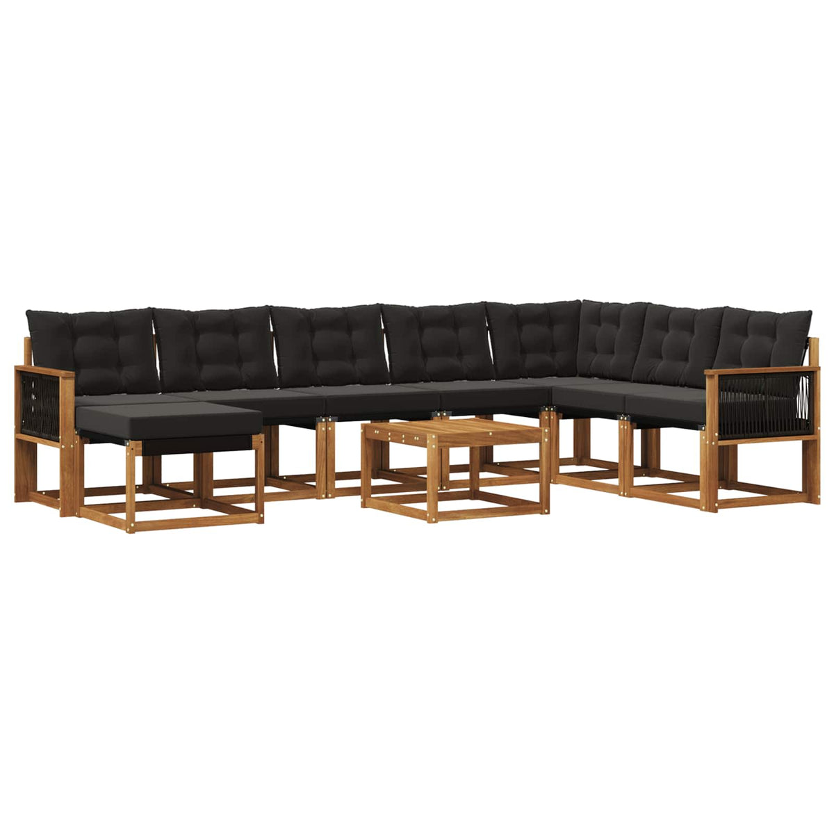Set vanjskih sofa 9 kom. Prirodna i crna