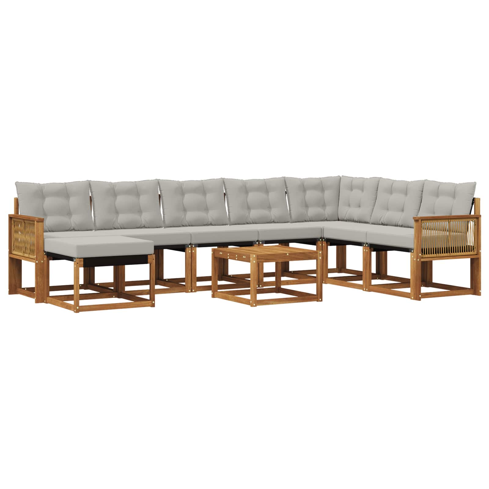 Set vanjskih sofa s jastukom 9 pcs Prirodna i svjetlosiva
