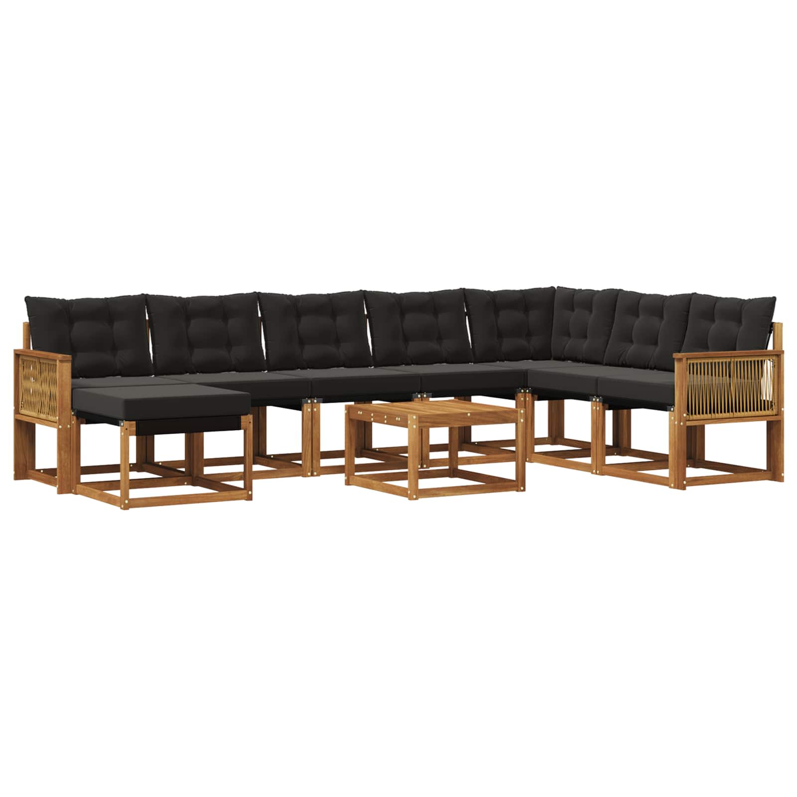 Set vanjskih sofa 9 pcs Prirodna i crna