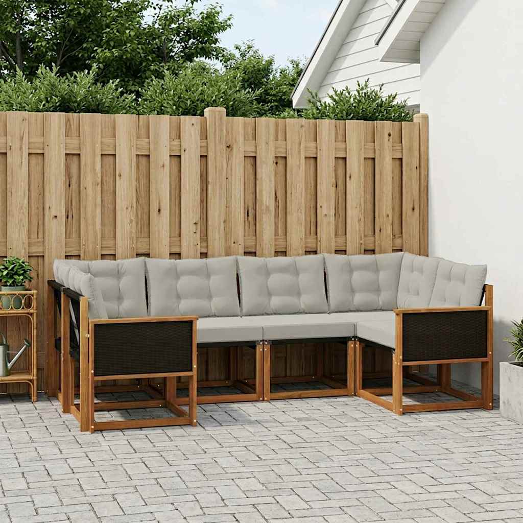 Set vanjskih sofa 6 pcs Prirodna i Svjetlosiva