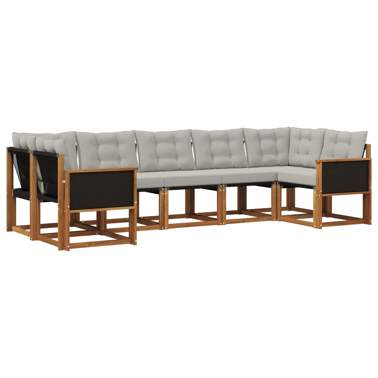 Set vanjskih sofa s jastukom 7 pcs Prirodna i Svjetlosiva