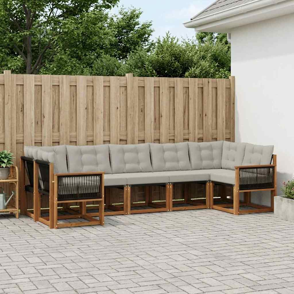 Set vanjskih sofa s jastukom 7 pcs Prirodna i Svjetlosiva