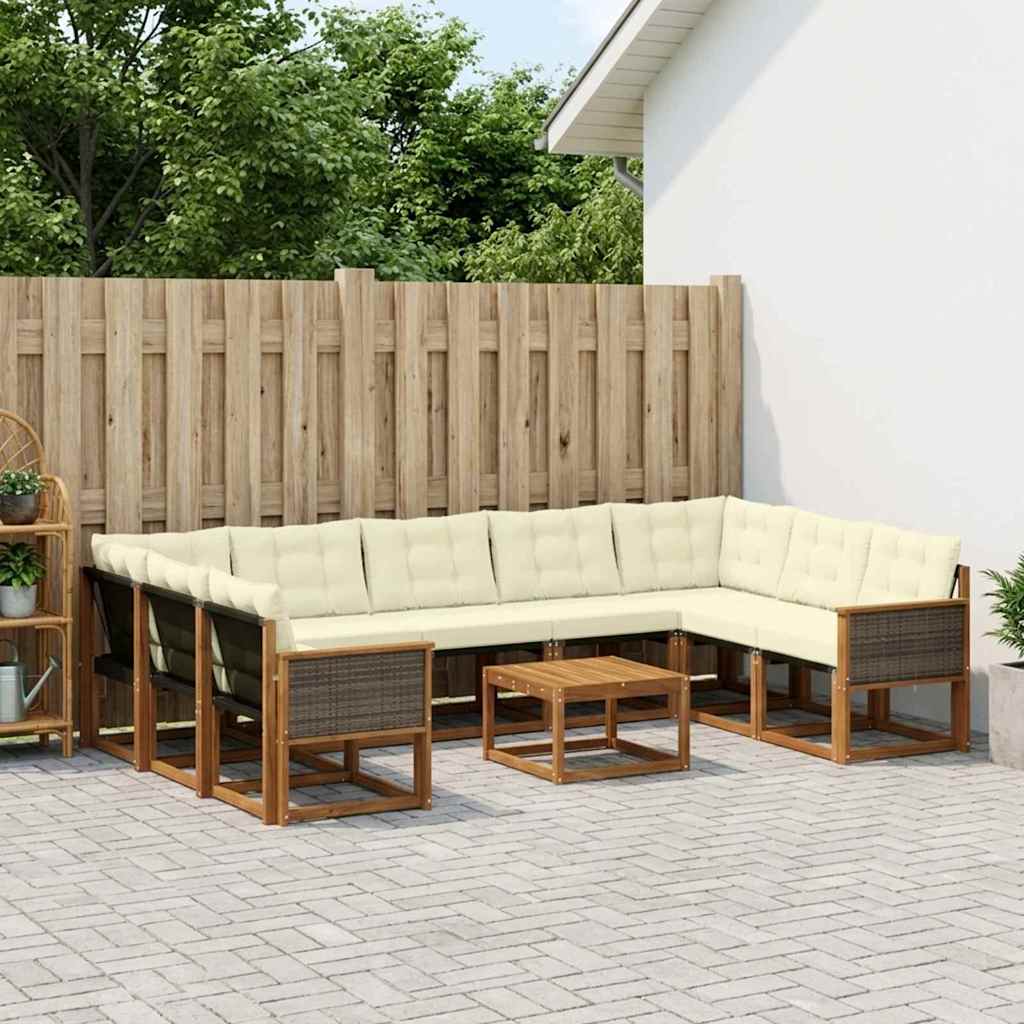 Set vanjskih sofa 10 kom. Prirodna i krem