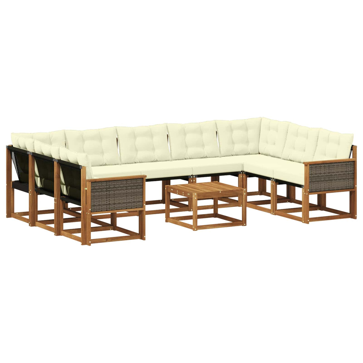 Set vanjskih sofa 10 kom. Prirodna i krem