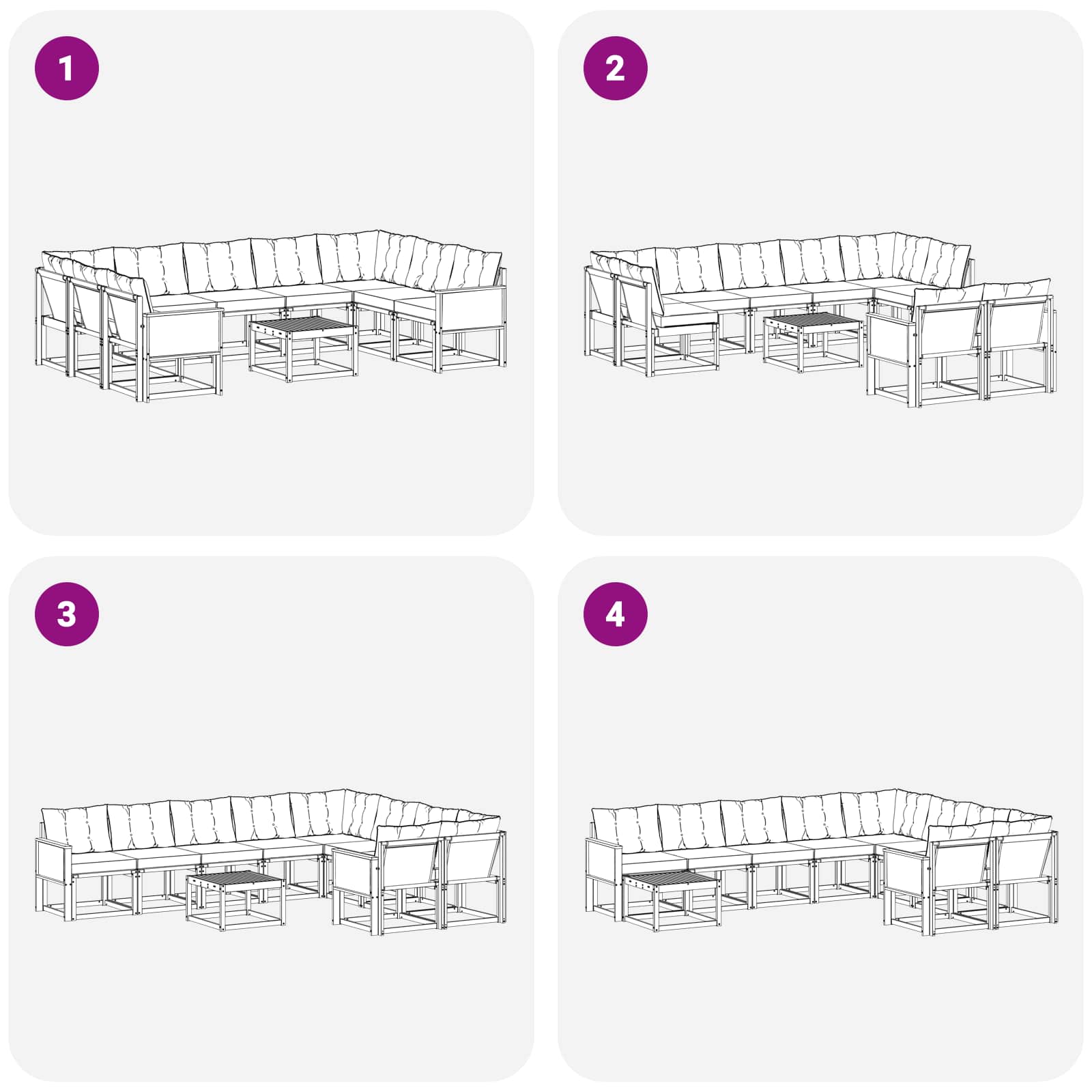 Set vanjskih sofa s jastukom 10 pcs Prirodna i Svjetlosiva
