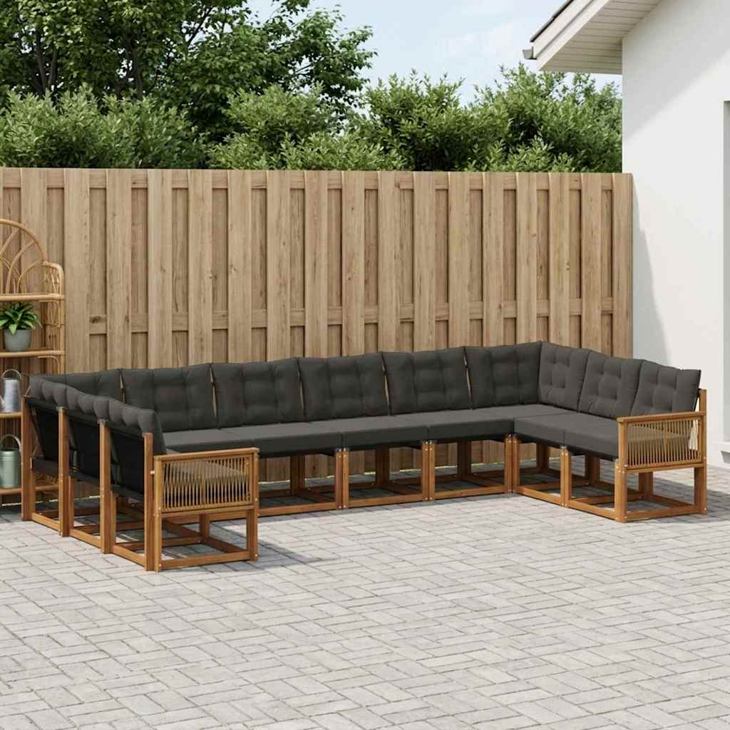 Set vanjskih sofa 10 kom. Prirodna i crna