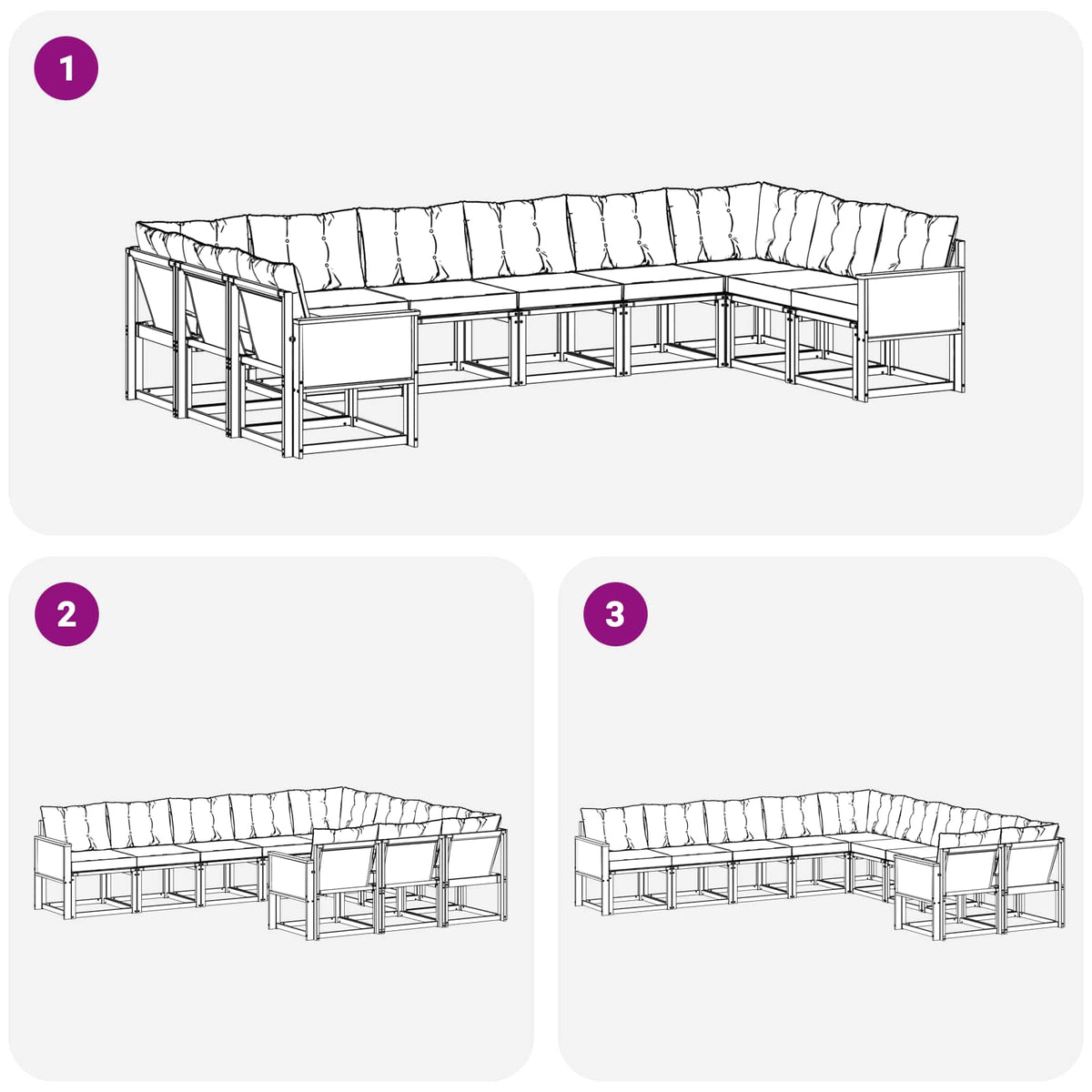Set vanjskih sofa 10 kom. Prirodna i crna