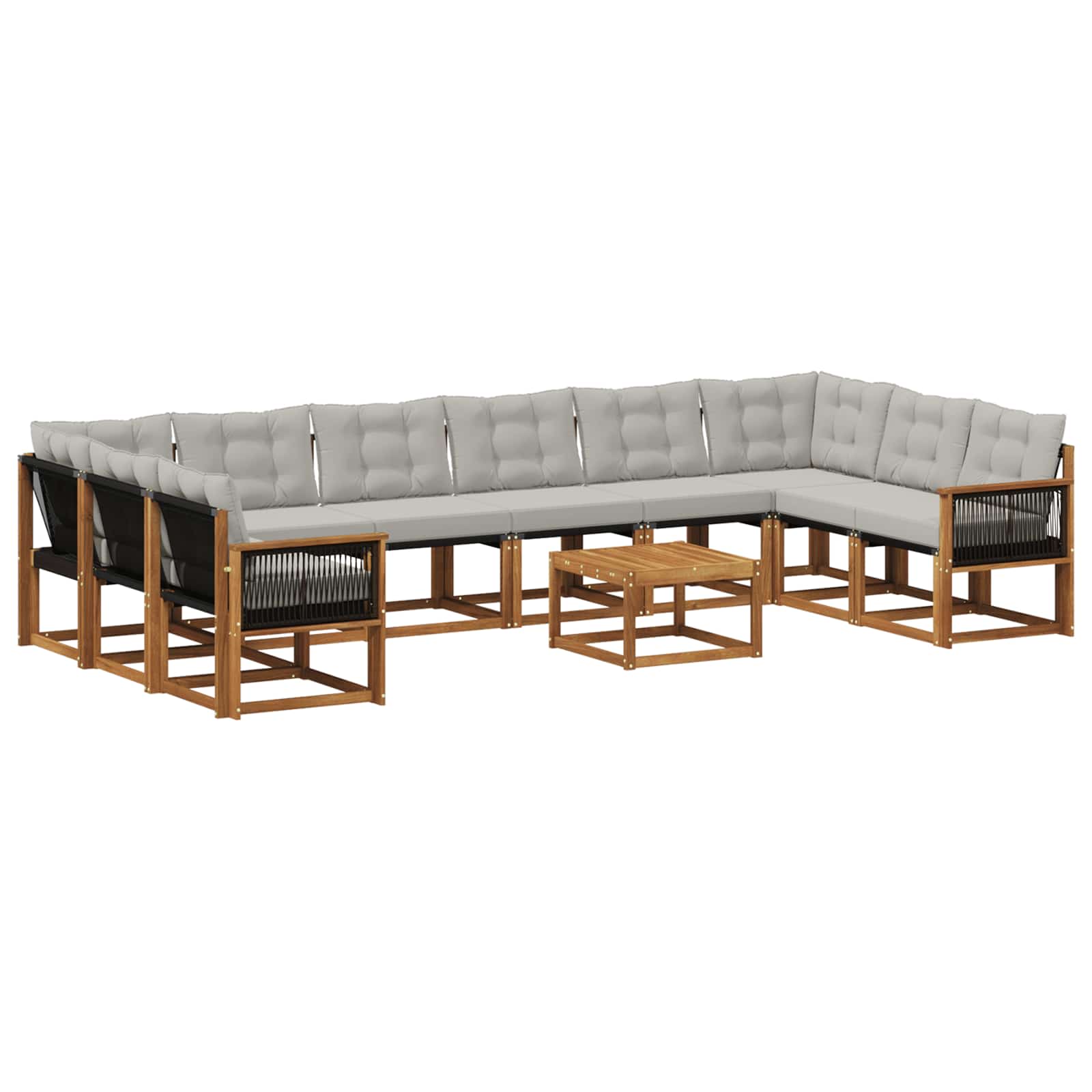Set vanjskih sofa s jastukom 11 pcs Prirodna i Svjetlosiva