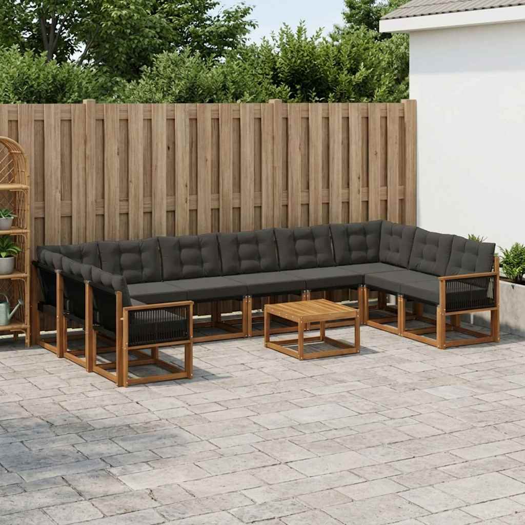 Set vanjskih sofa s jastukom 11 pcs Prirodna i crna