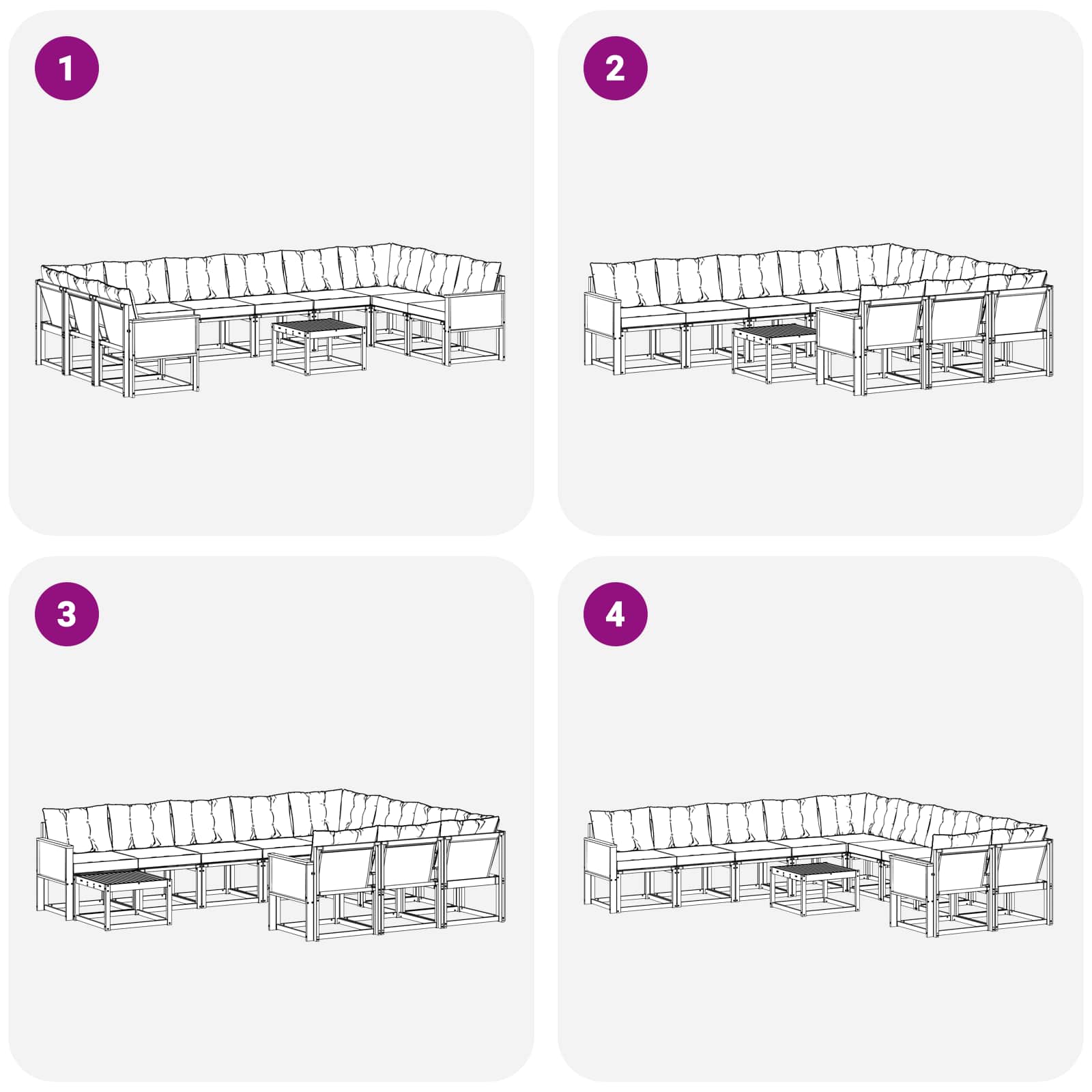 Set vanjskih sofa s jastukom 11 pcs Prirodna i svjetlosiva