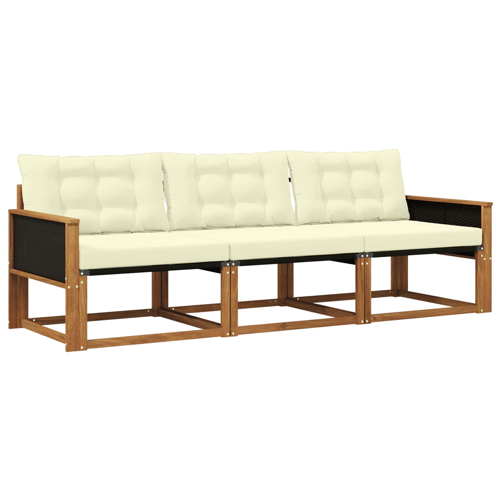 Set vanjskih sofa s jastukom 3 pcs Prirodna i krem