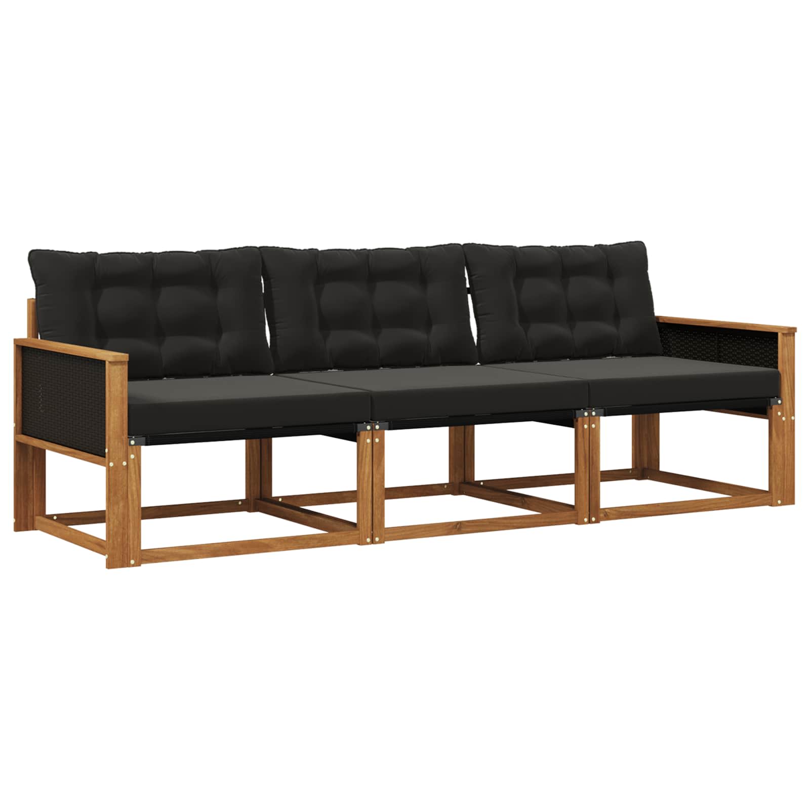 Set vanjskih sofa s jastukom 3 pcs Prirodna i crna
